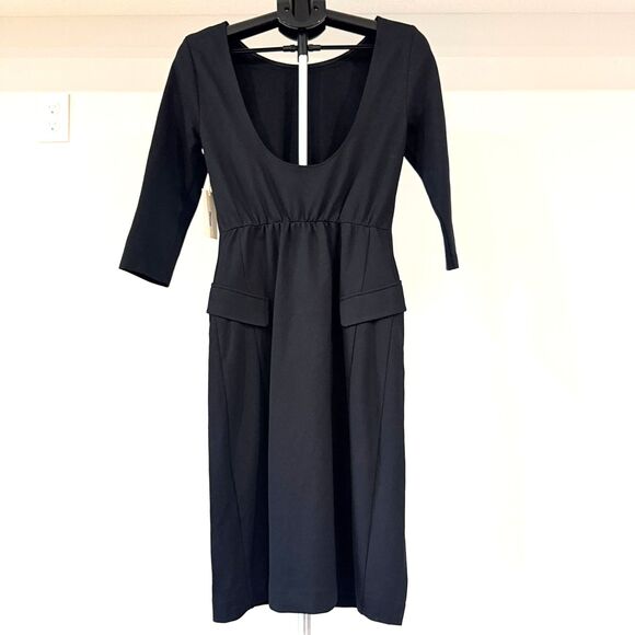 Mellóday NWT Black Pearl Mock Neck Midi Dress With Pockets Size Small - Picture 3 of 13